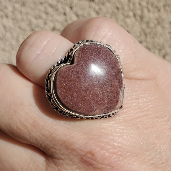 New Heart Shaped Red Sunstone 925 Silver Ring. - Picture 4 of 14